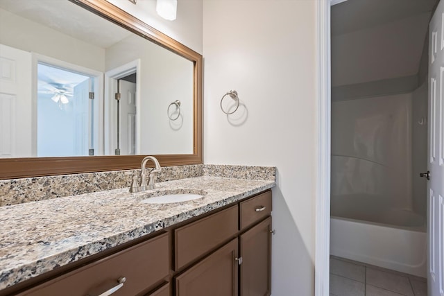 bathroom with tile patterned floors and vanity