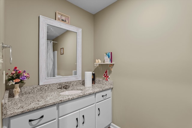 3604 Hillman Gay Rd, Dearing, GA 30808 - full bathroom with vanity and a shower with shower curtain