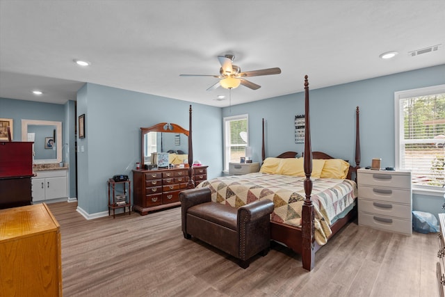 3604 Hillman Gay Rd, Dearing, GA 30808 - bedroom featuring light wood finished floors, a ceiling fan, recessed lighting, and baseboards