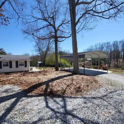 view of yard featuring a detached carport and driveway