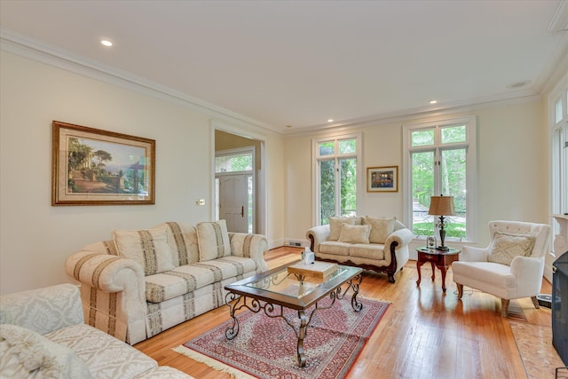 8 Tall Pine Ct, Augusta, GA 30909 - living area featuring light wood-style floors, crown molding, plenty of natural light, and recessed lighting