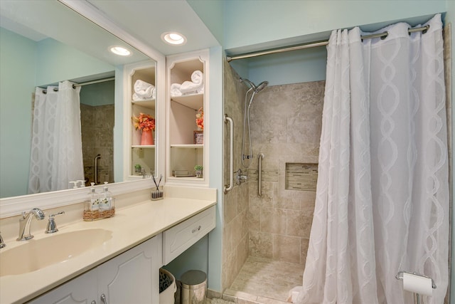 8 Tall Pine Ct, Augusta, GA 30909 - full bath with a tile shower, vanity, and recessed lighting