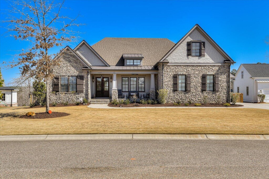 5089 Grande Park, Evans, GA 30809 - craftsman-style home with a front yard, a standing seam roof, metal roof, and french doors
