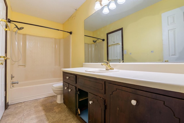 full bathroom featuring vanity, toilet, and shower / bath combination