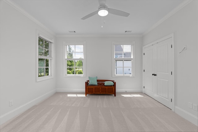 5099 Grande Park, Evans, GA 30809 - sitting room featuring healthy amount of natural light, crown molding, baseboards, and light carpet