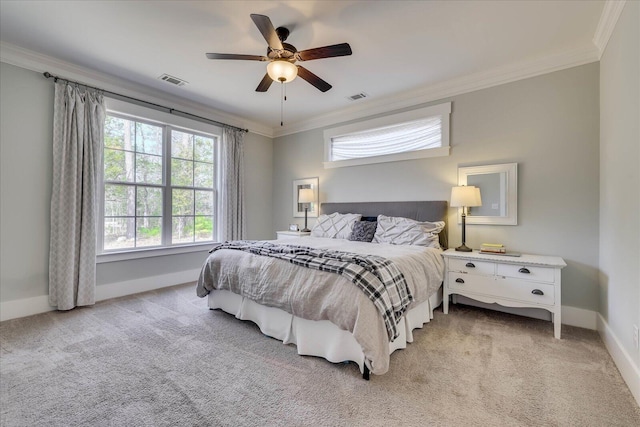 338 Pro Cir, Mccormick, SC 29835 - bedroom featuring visible vents, light colored carpet, and crown molding