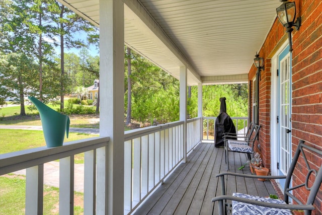 deck featuring a porch