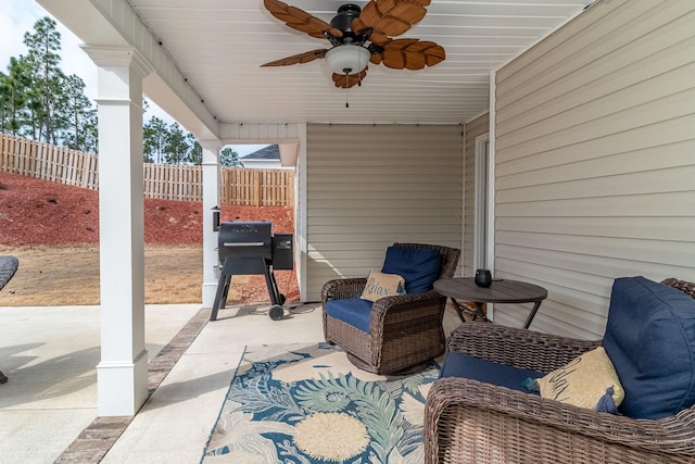 view of patio / terrace with ceiling fan