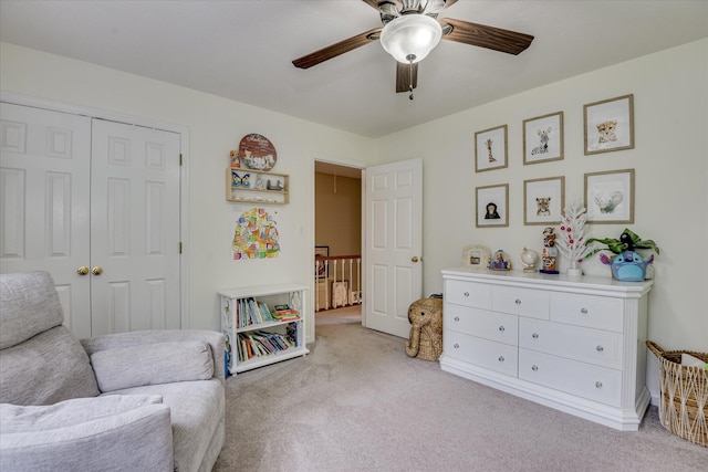 32 Creekside Dr, Aiken, SC 29803 - living area featuring light carpet and a ceiling fan