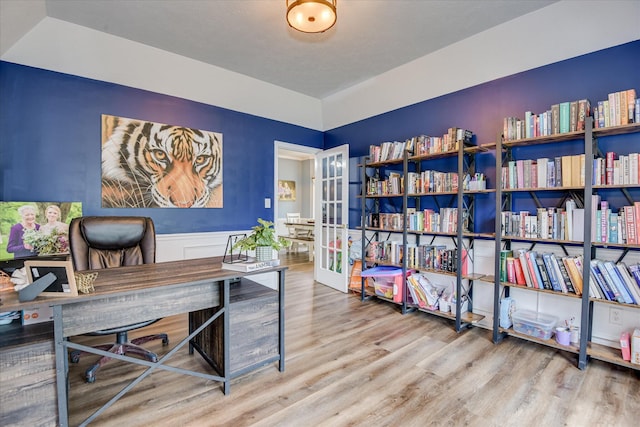 32 Creekside Dr, Aiken, SC 29803 - office space featuring wood finished floors, french doors, and wainscoting
