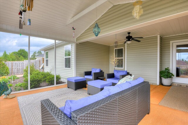 4932 Fairmont Dr, Graniteville, SC 29829 - view of patio with a ceiling fan, outdoor lounge area, and fence