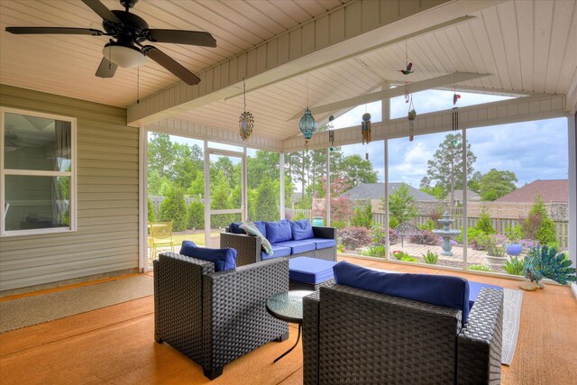 4932 Fairmont Dr, Graniteville, SC 29829 - exterior space featuring fence, ceiling fan, an outdoor living space, and a patio area