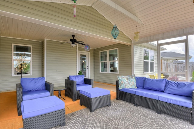 4932 Fairmont Dr, Graniteville, SC 29829 - view of patio / terrace featuring a ceiling fan, outdoor lounge area, and fence