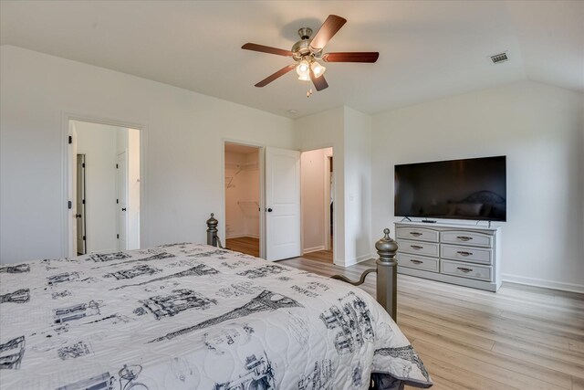 4932 Fairmont Dr, Graniteville, SC 29829 - bedroom featuring baseboards, a ceiling fan, light wood-style flooring, and visible vents
