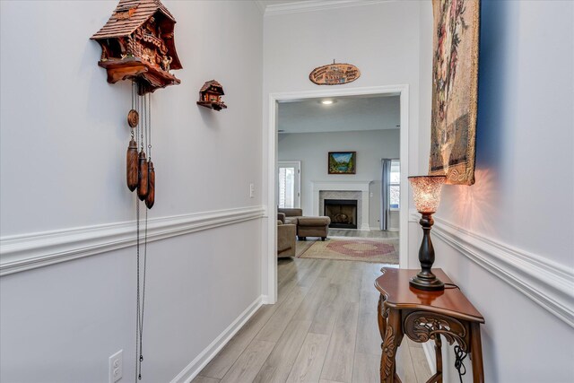 4932 Fairmont Dr, Graniteville, SC 29829 - hall featuring light wood-style floors, baseboards, and ornamental molding