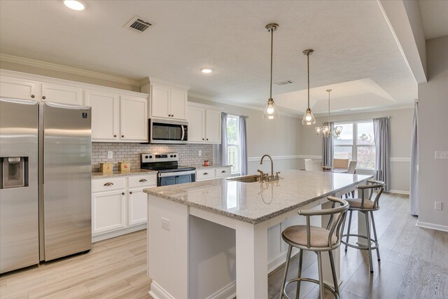 4932 Fairmont Dr, Graniteville, SC 29829 - kitchen featuring visible vents, a sink, light wood-style flooring, and stainless steel appliances