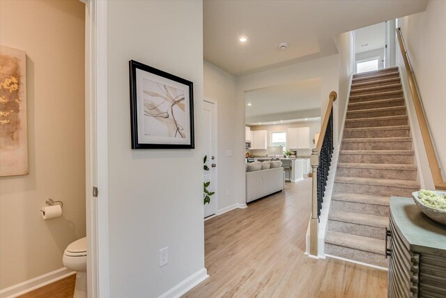 entrance foyer featuring light wood-type flooring