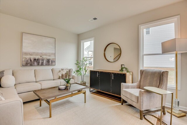 living room with hardwood / wood-style floors