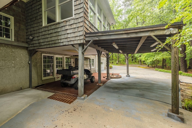 view of car parking with a carport