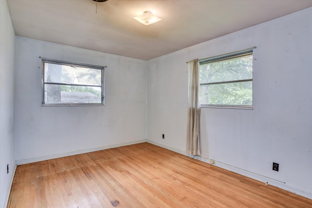 unfurnished room with light hardwood / wood-style flooring and plenty of natural light