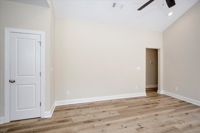 4921 Mossycup Ct, Hephzibah, GA 30815 - unfurnished room featuring ceiling fan, wood finished floors, vaulted ceiling, and recessed lighting