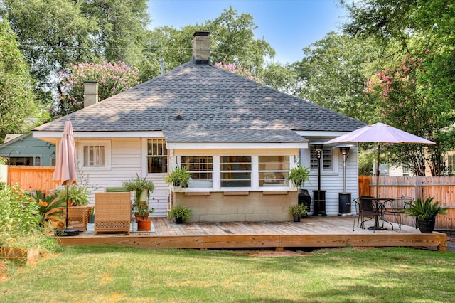 1958 Mcdowell St, Augusta, GA 30904 - back of property with a shingled roof, a chimney, and a deck