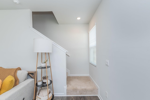 6058 Whitewater Dr, North Augusta, SC 29841 - staircase with wood finished floors and baseboards
