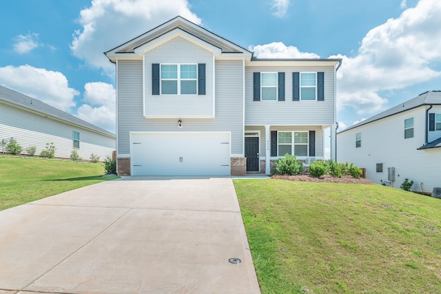 6058 Whitewater Dr, North Augusta, SC 29841 - craftsman house with a garage, concrete driveway, a front yard, and brick siding