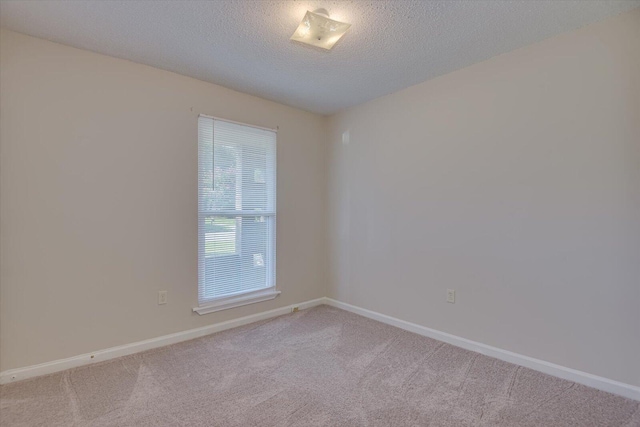 unfurnished room featuring a healthy amount of sunlight, a textured ceiling, and light carpet