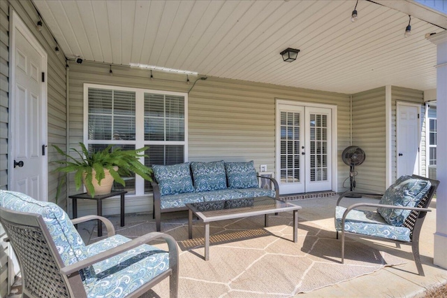 view of patio featuring an outdoor hangout area and french doors