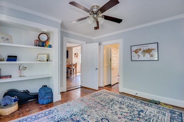 1703 Marion Ave, North Augusta, SC 29841 - bedroom featuring wood finished floors, ornamental molding, and ceiling fan