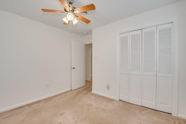 3554 Gardenbrook Dr, Augusta, GA 30906 - unfurnished bedroom with light carpet, baseboards, a closet, and a ceiling fan