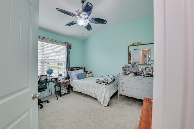 1548 Driftwood Ln, Grovetown, GA 30813 - bedroom with carpet, vaulted ceiling, and a ceiling fan