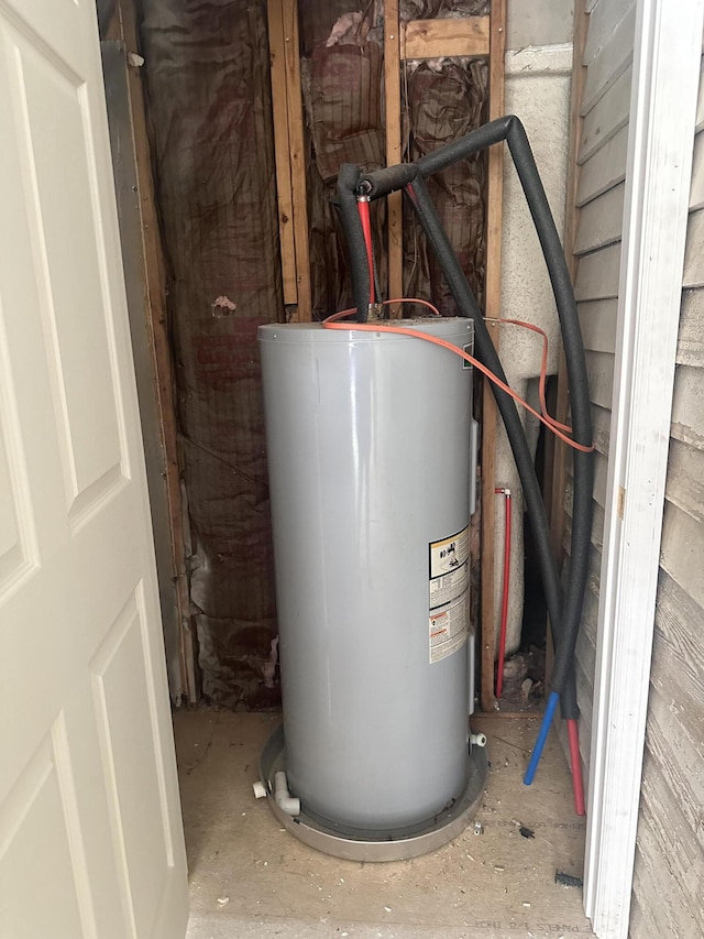 utility room featuring water heater