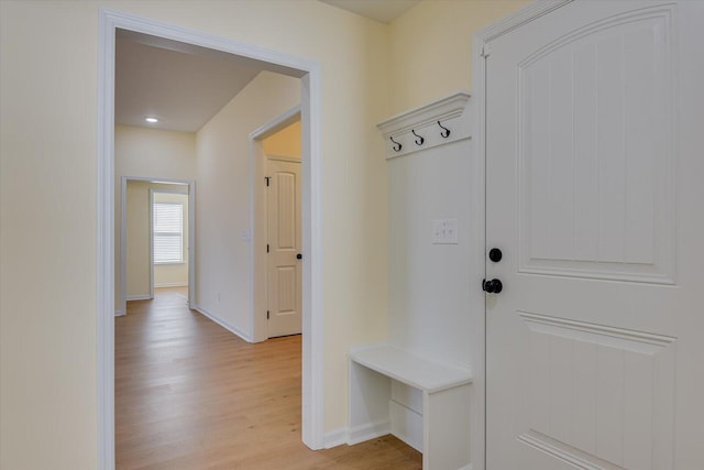 mudroom with light wood-type flooring