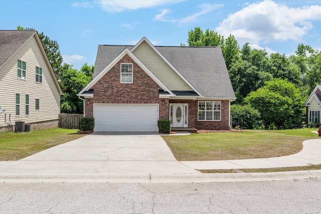 2532 Grier Cir, Evans, GA 30809 - traditional-style home featuring concrete driveway, brick siding, central air condition unit, a garage, and a shingled roof