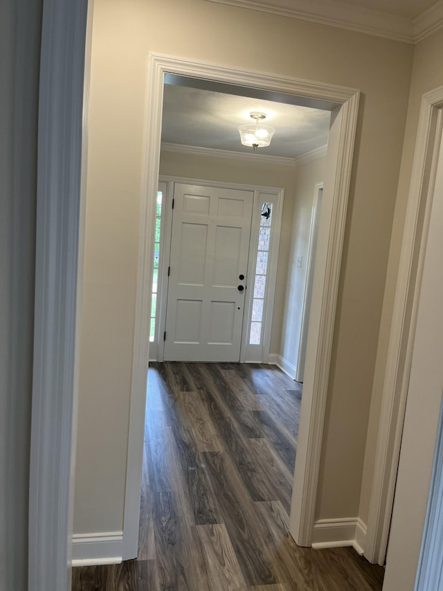 3517 Jamaica Dr, Augusta, GA 30909 - entrance foyer with dark wood-type flooring and crown molding