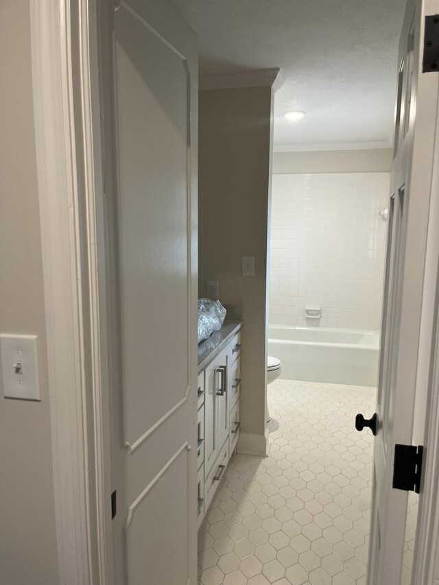 3517 Jamaica Dr, Augusta, GA 30909 - full bathroom with vanity, ornamental molding, and tile patterned flooring