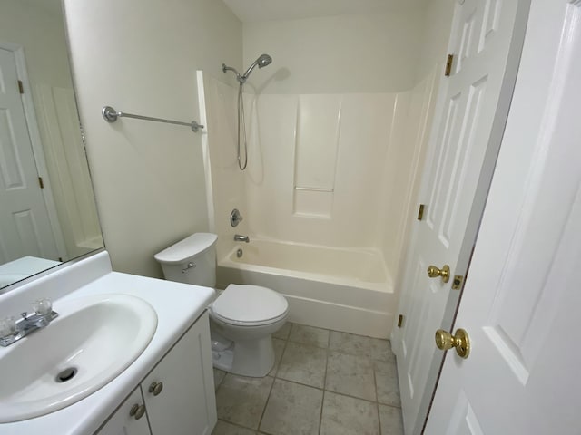 full bathroom with shower / bath combination, toilet, and vanity