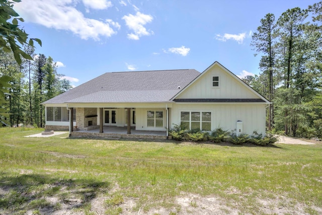110 Collin Reeds Rd, North Augusta, SC 29860 - back of property with a patio, french doors, and a lawn