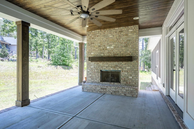 110 Collin Reeds Rd, North Augusta, SC 29860 - view of patio / terrace with an outdoor brick fireplace and ceiling fan