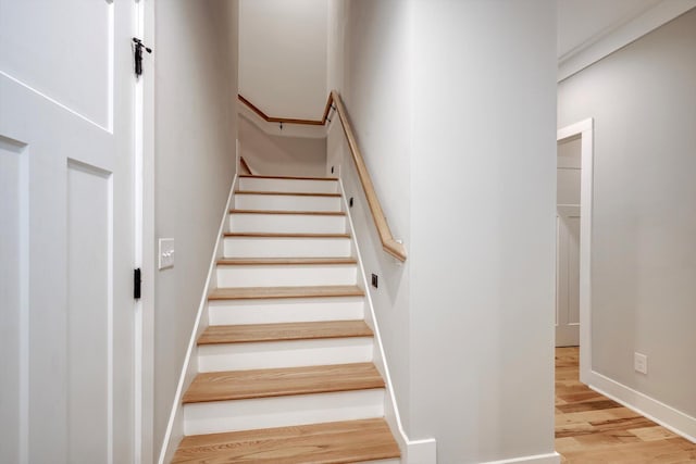 110 Collin Reeds Rd, North Augusta, SC 29860 - staircase with wood finished floors and baseboards