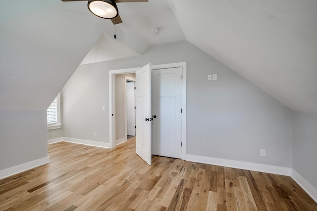 110 Collin Reeds Rd, North Augusta, SC 29860 - bonus room featuring ceiling fan, lofted ceiling, light wood-type flooring, and baseboards