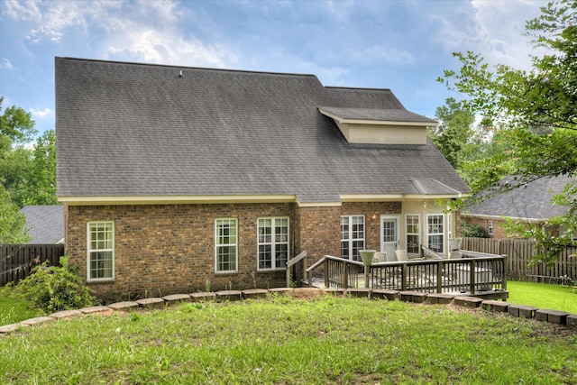 322 Farmington Dr, Evans, GA 30809 - back of property with a deck, brick siding, and a shingled roof