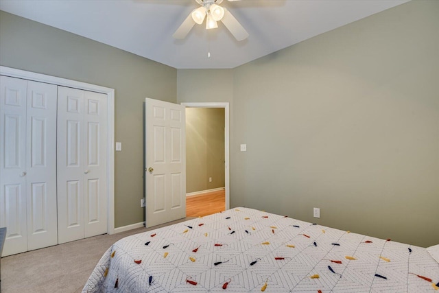 5407 Kiokee Ridge Rd, Evans, GA 30809 - bedroom featuring baseboards, ceiling fan, a closet, and carpet flooring