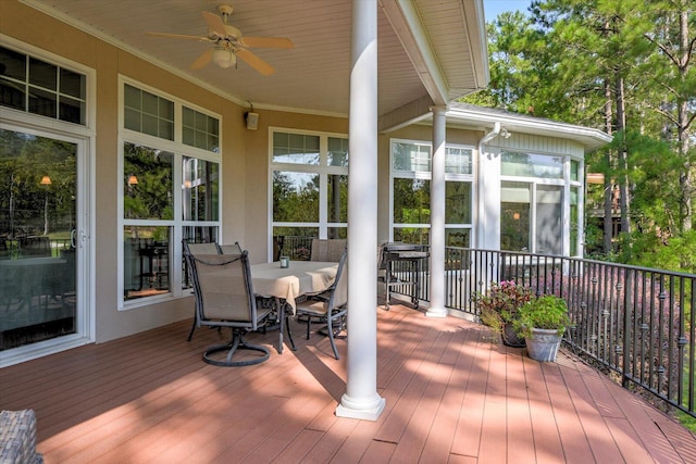 deck with ceiling fan