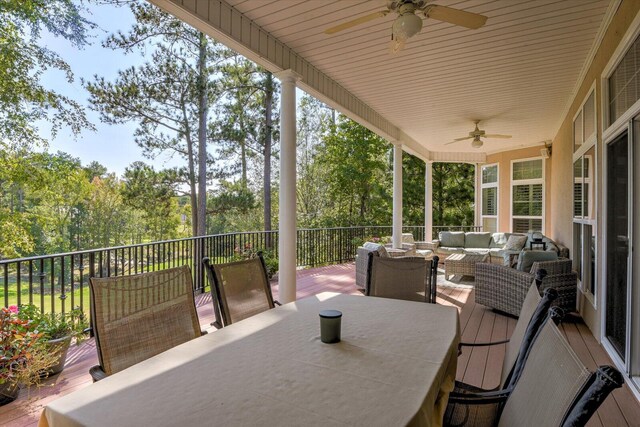 view of patio / terrace featuring an outdoor living space and ceiling fan