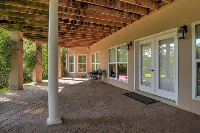 view of patio / terrace featuring french doors