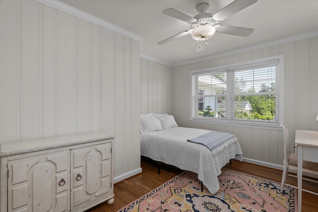 748 Mcclure Dr, Augusta, GA 30909 - bedroom with dark wood-style flooring, crown molding, and a ceiling fan