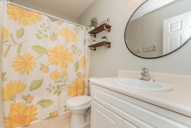 510 Sweet Meadow Dr, Grovetown, GA 30813 - bathroom with vanity, toilet, tile patterned flooring, and a shower with curtain